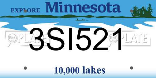 3SI521 Minnesota License Plate