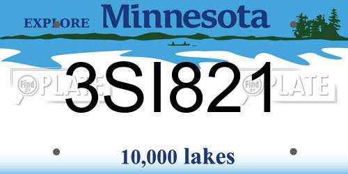 3SI821 Minnesota License Plate