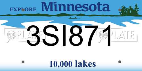 3SI871 Minnesota License Plate