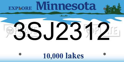 3SJ2312 Minnesota License Plate