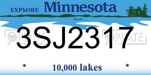 3SJ2317 Minnesota License Plate