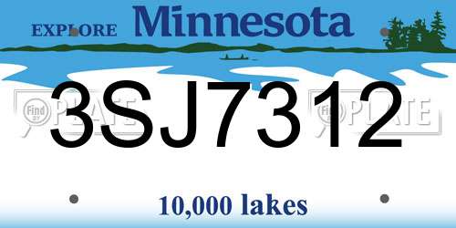 3SJ7312 Minnesota License Plate