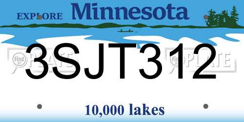3SJT312 Minnesota License Plate