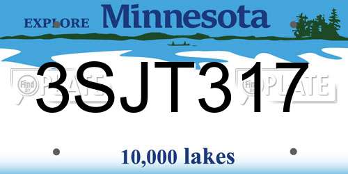 3SJT317 Minnesota License Plate