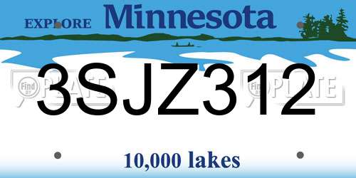 3SJZ312 Minnesota License Plate