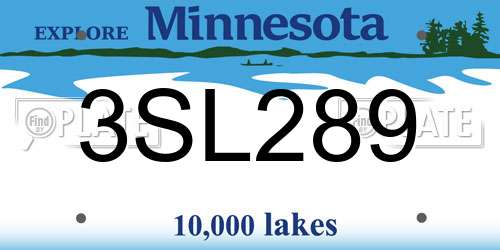 3SL289 Minnesota License Plate