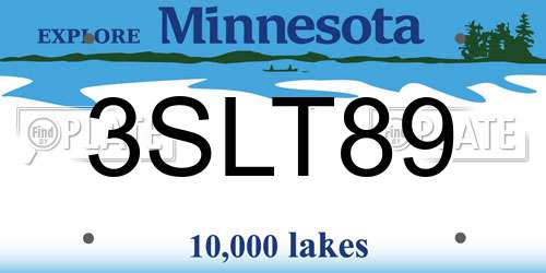 3SLT89 Minnesota License Plate