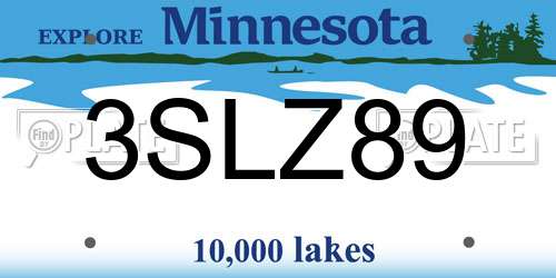3SLZ89 Minnesota License Plate