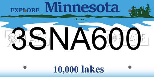 3SNA600 Minnesota License Plate