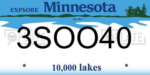3SOO40 Minnesota License Plate