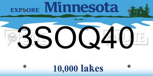 3SOQ40 Minnesota License Plate