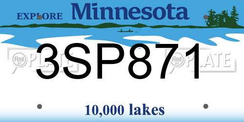 3SP871 Minnesota License Plate
