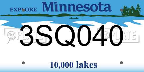 3SQ040 Minnesota License Plate