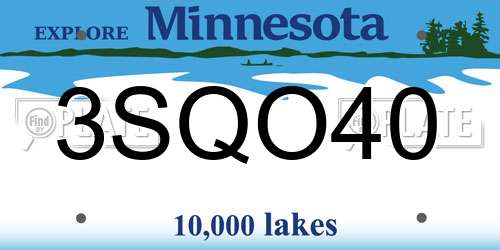 3SQO40 Minnesota License Plate