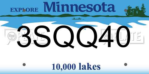3SQQ40 Minnesota License Plate
