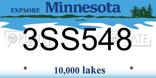 3SS548 Minnesota License Plate