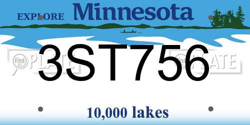 3ST756 Minnesota License Plate
