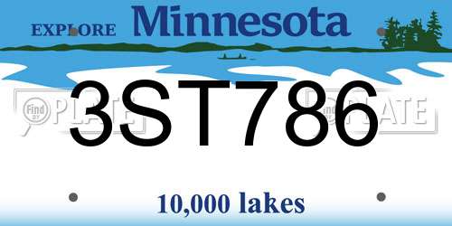 3ST786 Minnesota License Plate