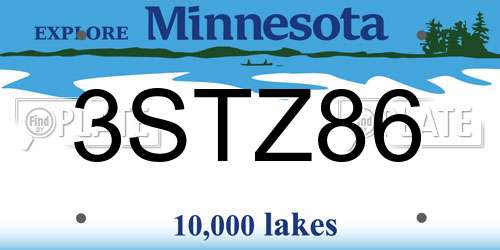 3STZ86 Minnesota License Plate
