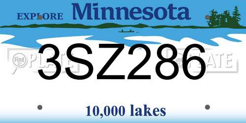 3SZ286 Minnesota License Plate
