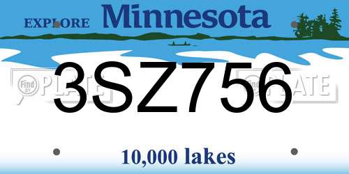 3SZ756 Minnesota License Plate