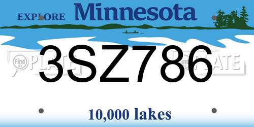 3SZ786 Minnesota License Plate