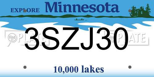 3SZJ30 Minnesota License Plate