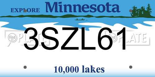 3SZL61 Minnesota License Plate