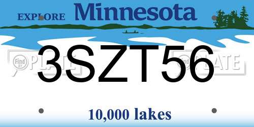 3SZT56 Minnesota License Plate
