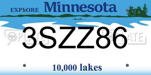 3SZZ86 Minnesota License Plate