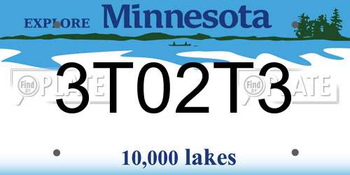 3T02T3 Minnesota License Plate