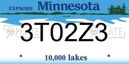 3T02Z3 Minnesota License Plate