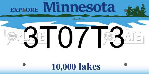 3T07T3 Minnesota License Plate