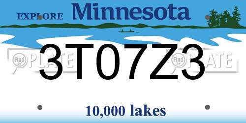 3T07Z3 Minnesota License Plate