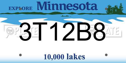3T12B8 Minnesota License Plate