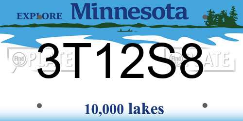 3T12S8 Minnesota License Plate