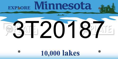 3T20187 Minnesota License Plate