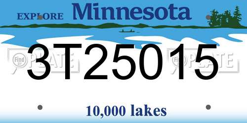 3T25015 Minnesota License Plate