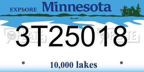 3T25018 Minnesota License Plate