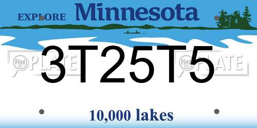 3T25T5 Minnesota License Plate
