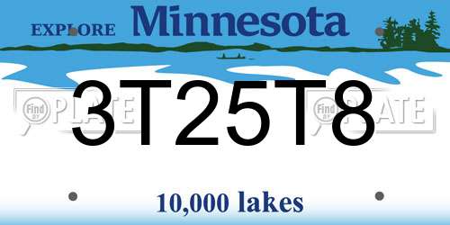 3T25T8 Minnesota License Plate