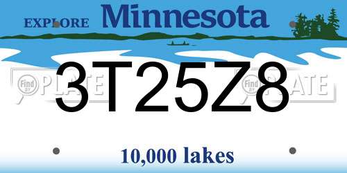 3T25Z8 Minnesota License Plate