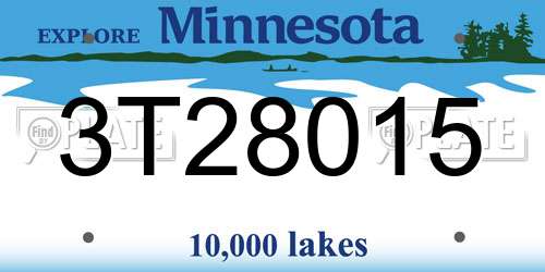 3T28015 Minnesota License Plate