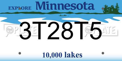 3T28T5 Minnesota License Plate
