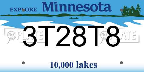 3T28T8 Minnesota License Plate