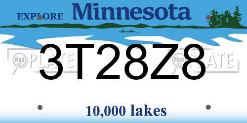 3T28Z8 Minnesota License Plate