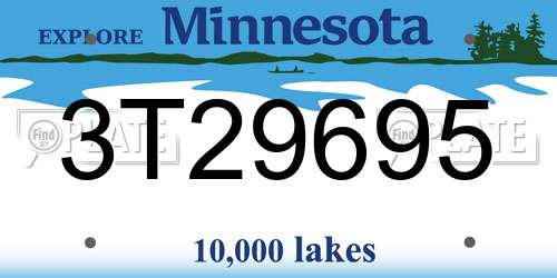3T29695 Minnesota License Plate