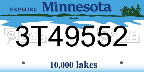 3T49552 Minnesota License Plate