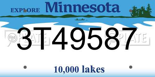 3T49587 Minnesota License Plate