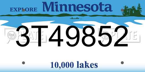 3T49852 Minnesota License Plate